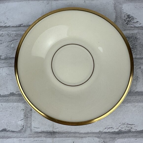 Lenox Fine China ETERNAL Footed Tea Cup 3” & Saucer Set Gold Rim Ivory - Picture 3 of 5